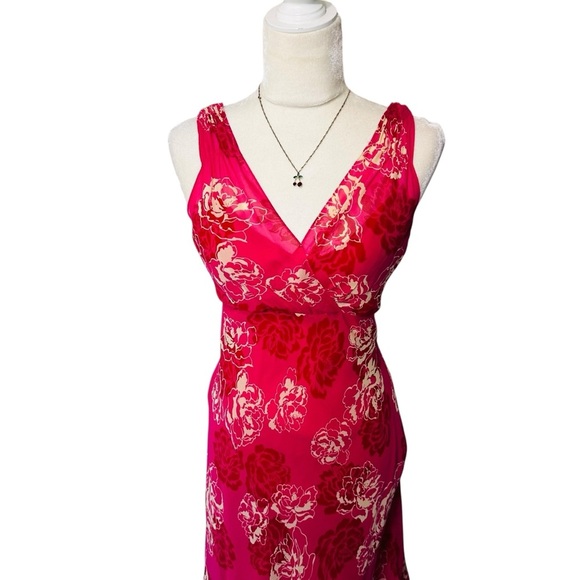 Ann Taylor Dress Sz 8 M Babydoll Silk Carnation Floral Y2K 90s Fairy Cottagecore - Picture 7 of 10